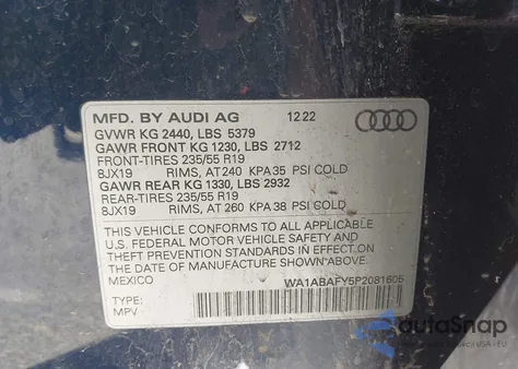 2023 Audi Q5 Premium 40 Tfsi Quattro S Tronic из США, поврежденный, VIN WA1ABAFY5P2081605